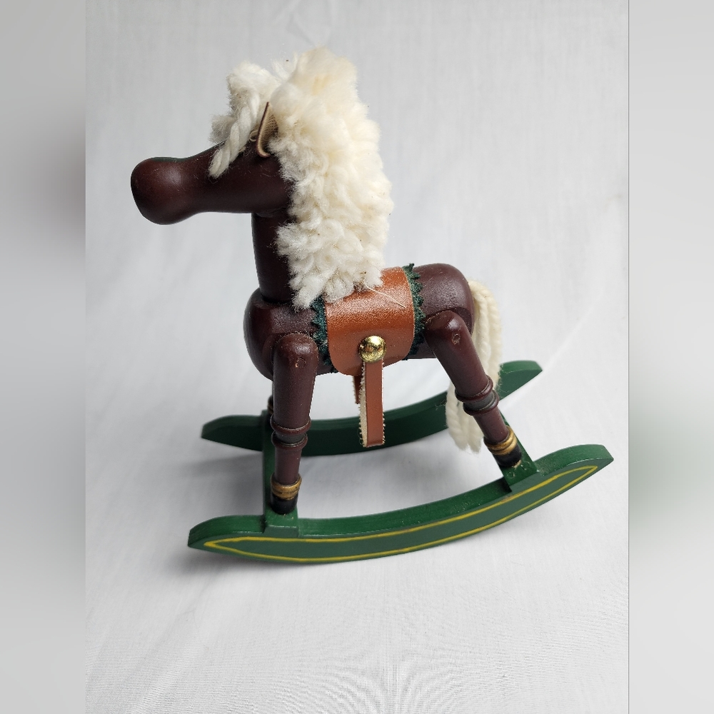 Vintage Folk Art Hand Painted Tabletop Rocking Horse-Primitive Farmhouse Decor